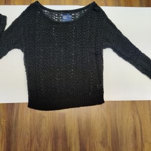 Black open weave sweater